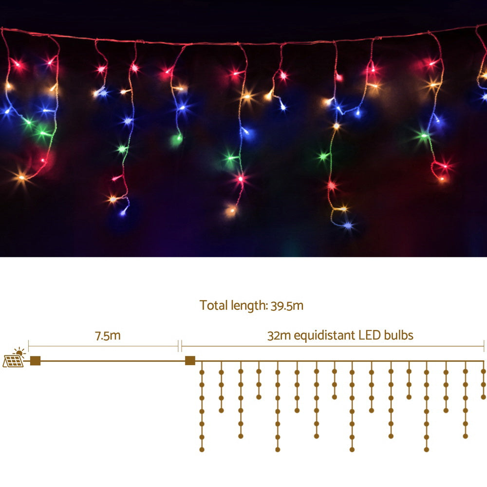 960 LED 32M Solar Icicle Christmas Lights, 8 Modes