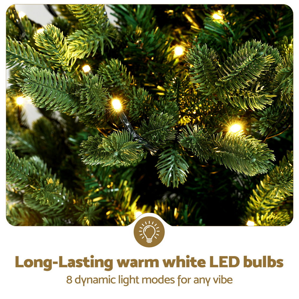 Jingle Jollys 1.2M Potted Christmas Tree with LED Lights, 8 Modes