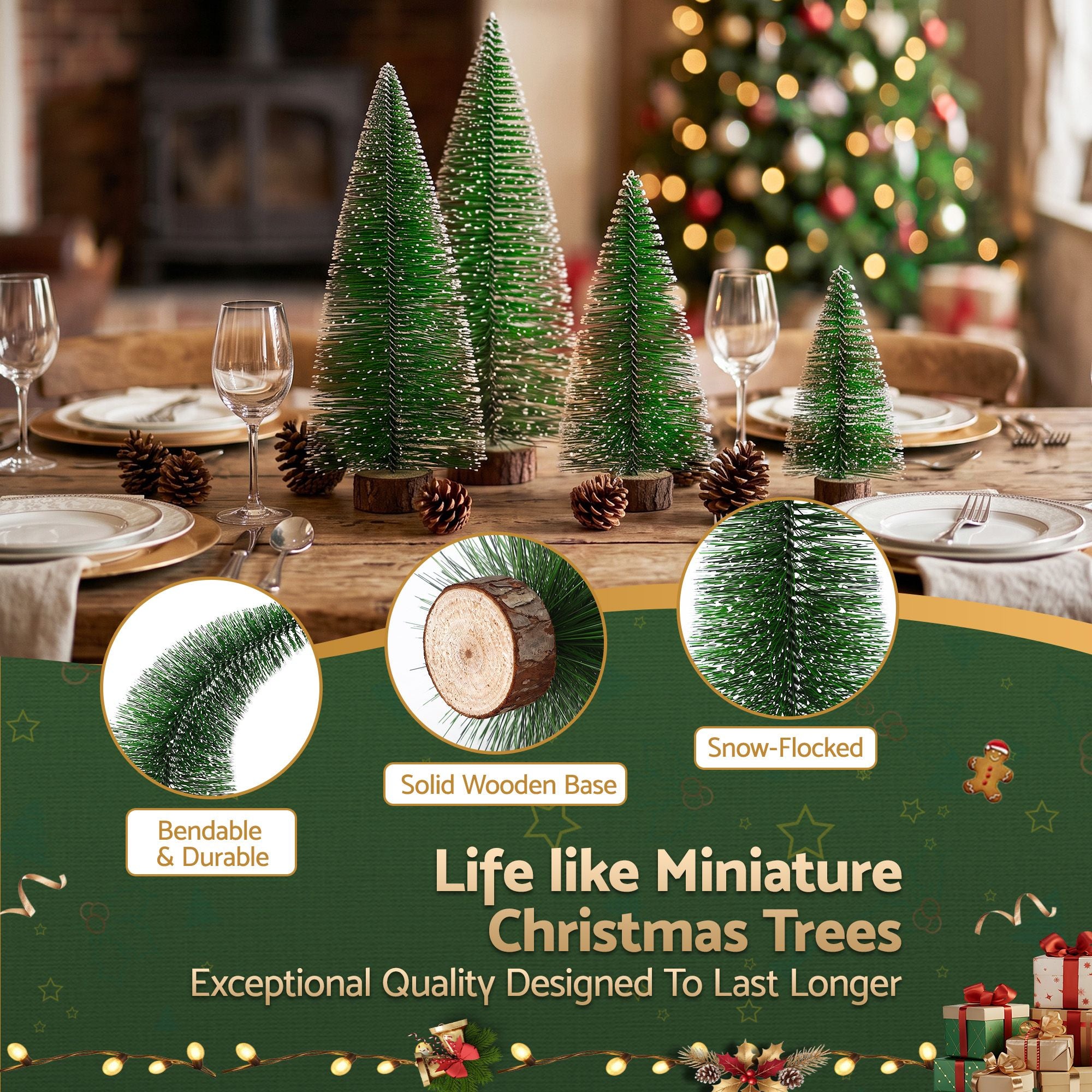 Jingle Jollys Christmas Table Decoration 4Pcs Mini Tree Set Frosted Party Decor