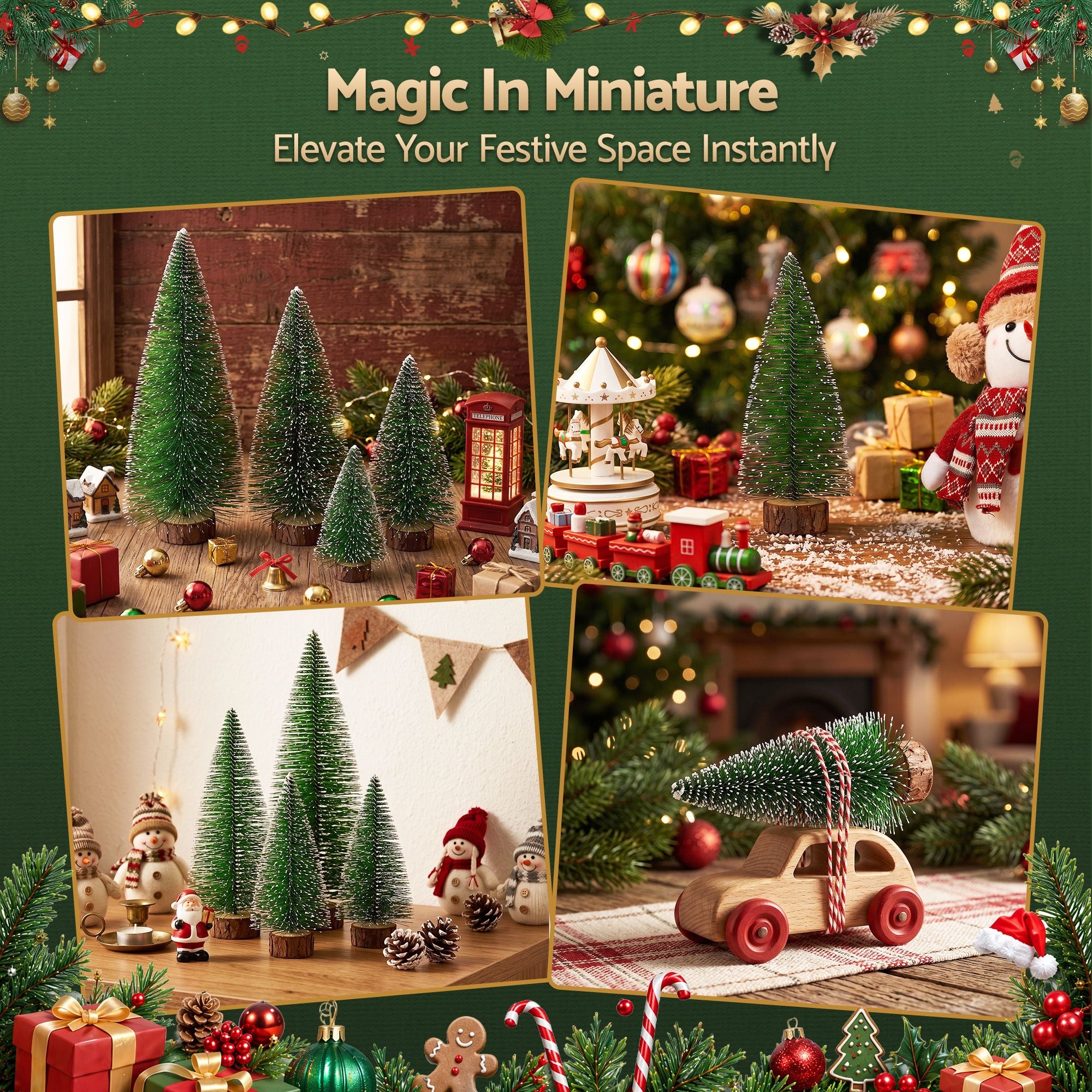 Jingle Jollys Christmas Table Decoration 4Pcs Mini Tree Set Frosted Party Decor
