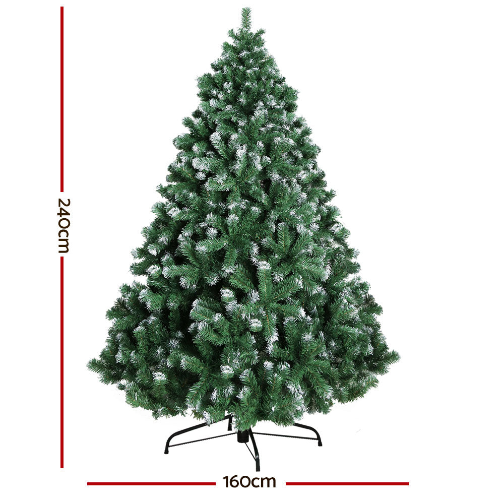 Jingle Jollys 2.4M Snowy Christmas Tree 1500 Tips