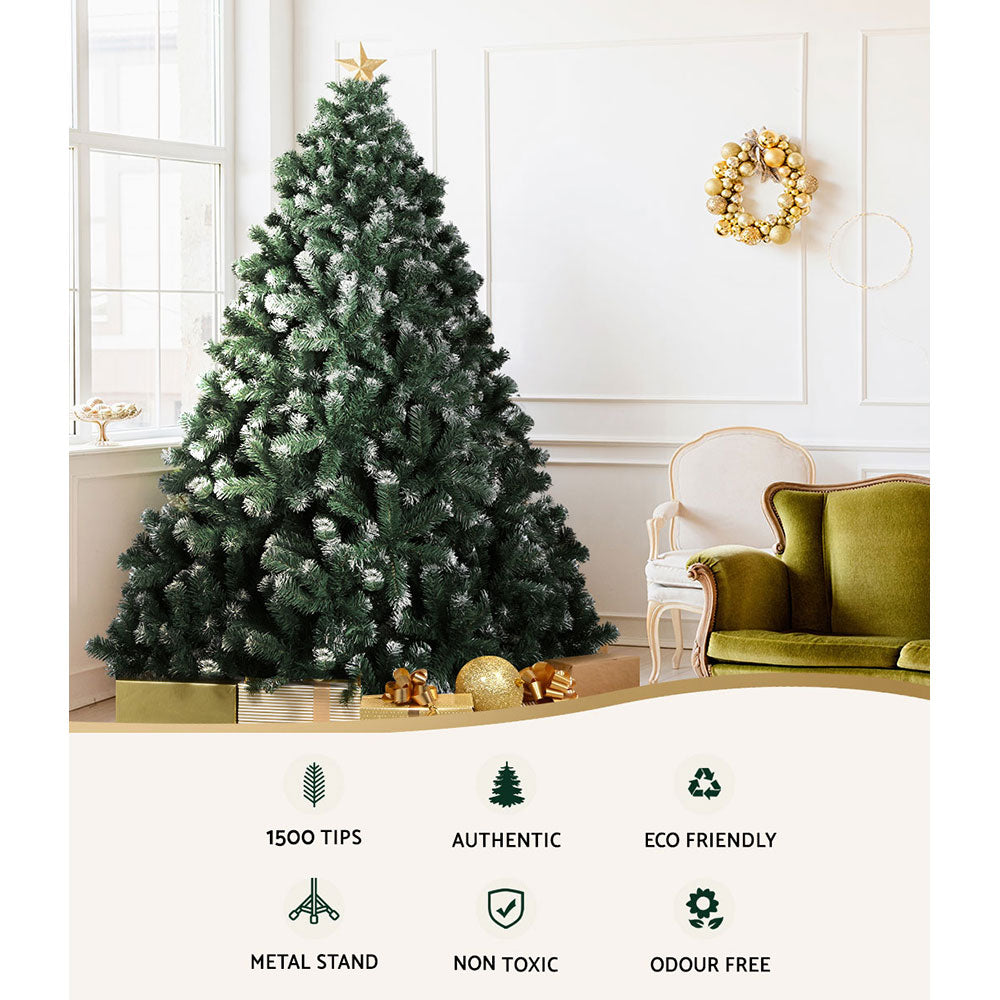 Jingle Jollys 2.4M Snowy Christmas Tree 1500 Tips