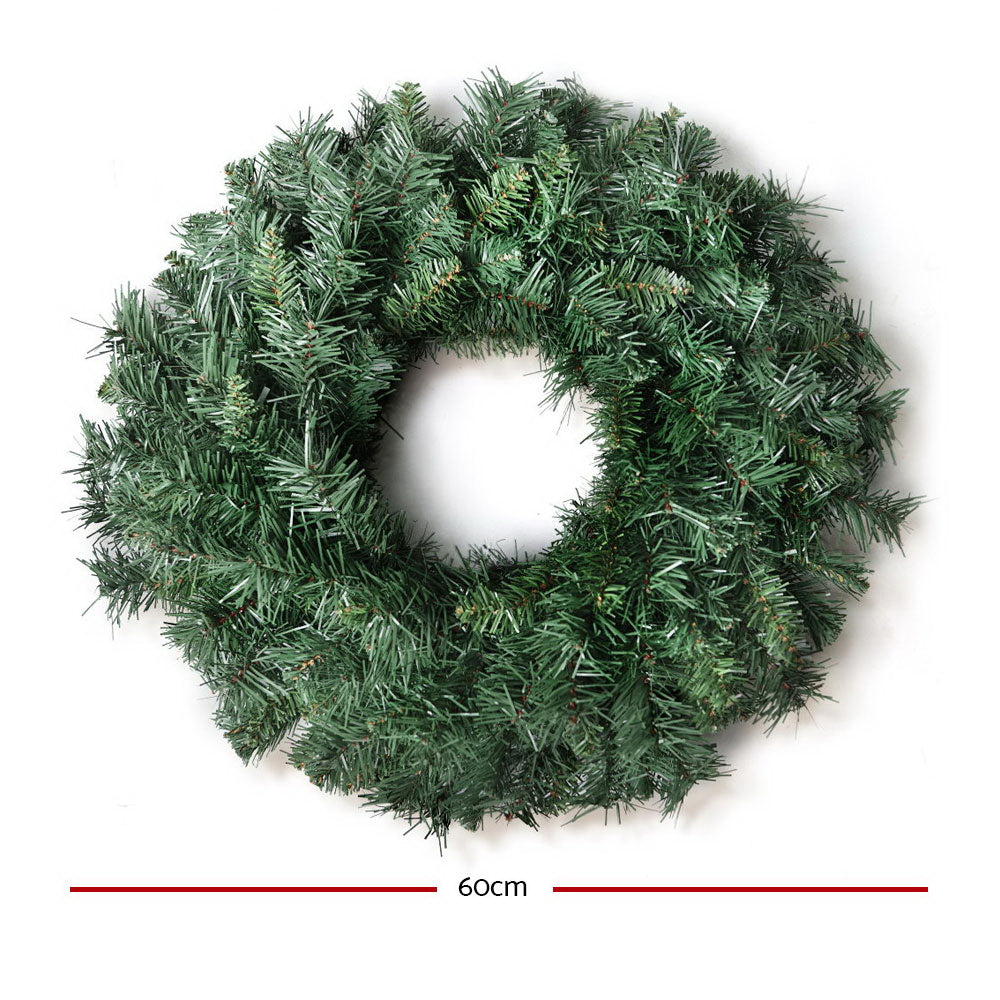 Jingle Jollys 60cm Christmas Wreath Green Indoor Outdoor Decor
