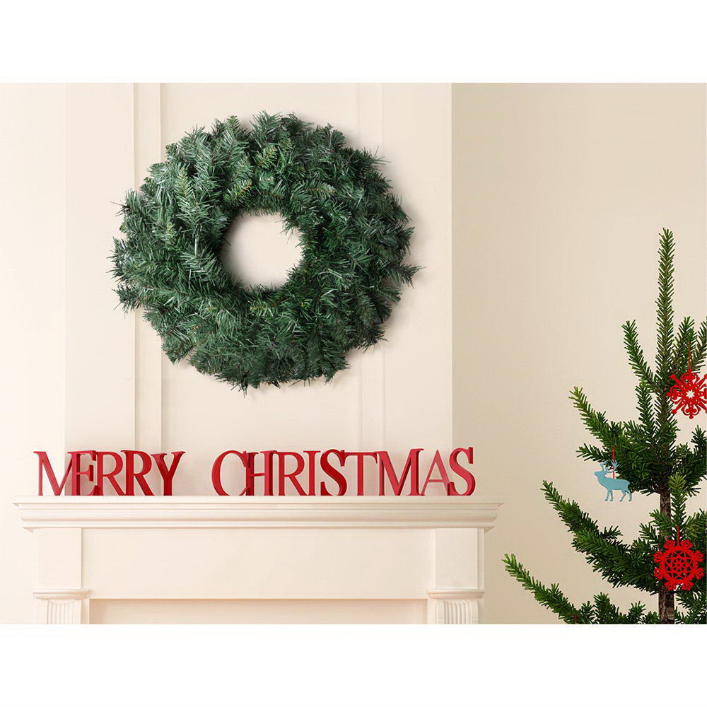 Jingle Jollys 60cm Christmas Wreath Green Indoor Outdoor Decor