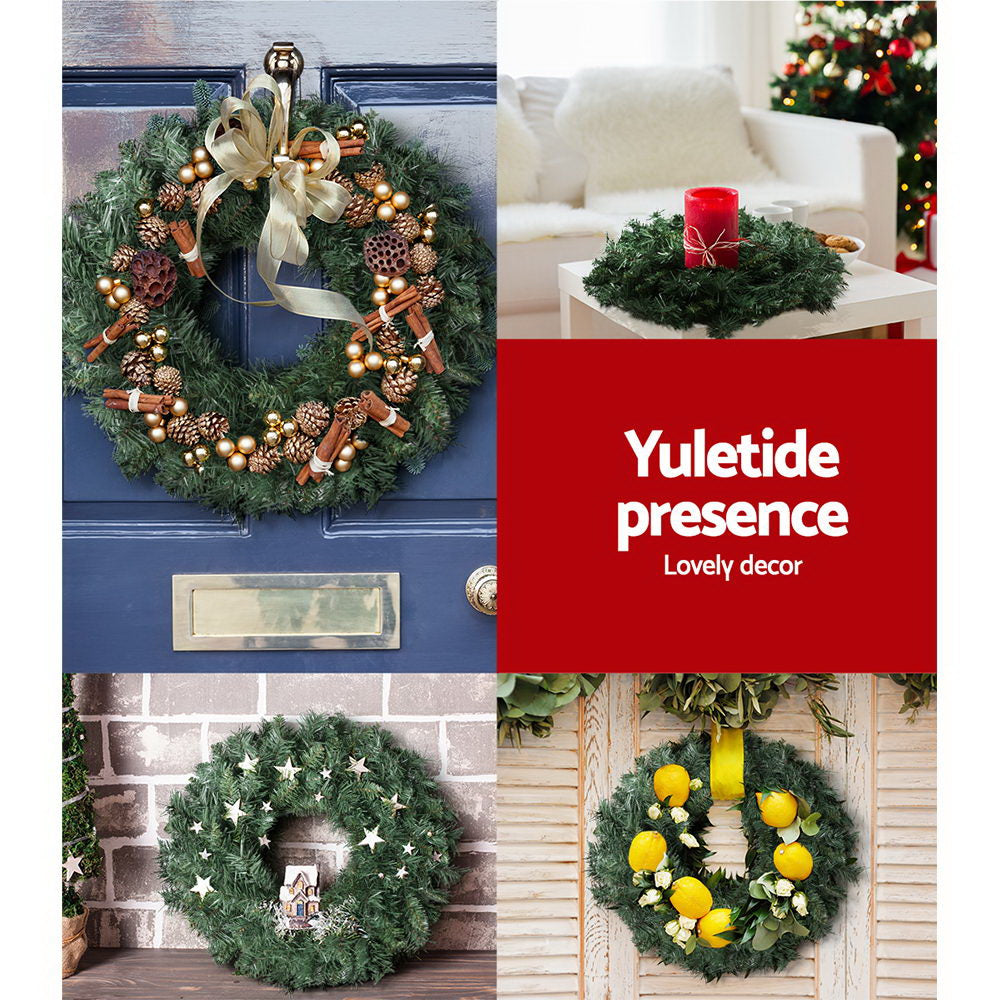 Jingle Jollys 60cm Christmas Wreath Green Indoor Outdoor Decor