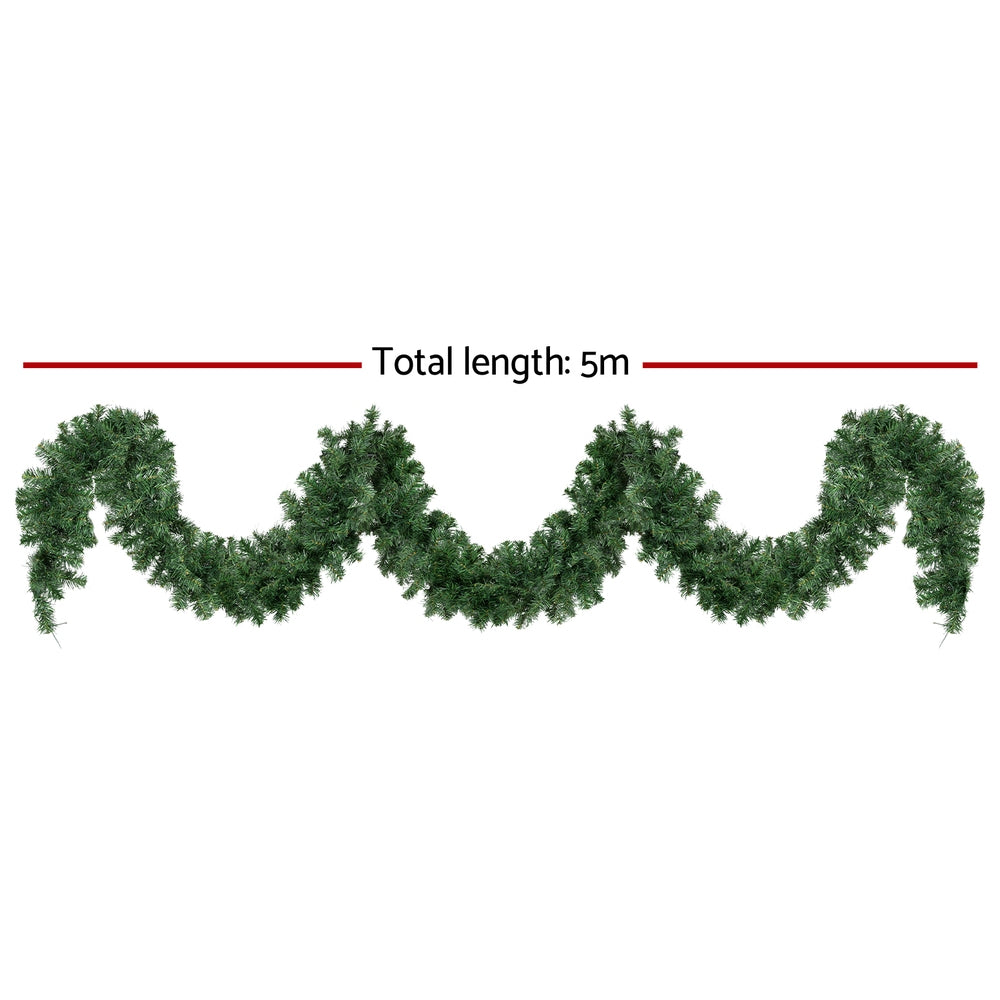 Jingle Jollys 5m Christmas Garland LED Lights Green