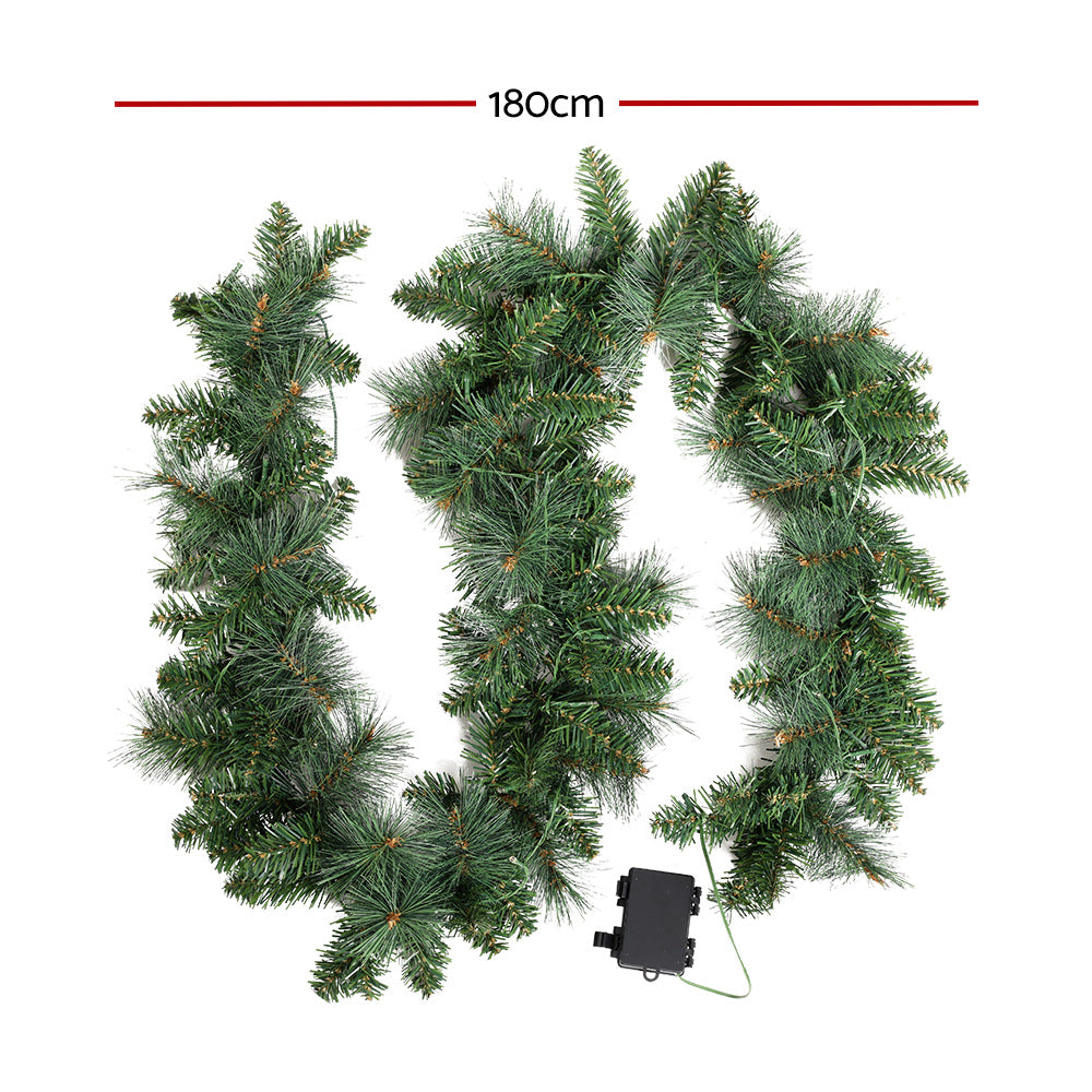 Jingle Jollys 1.8m Christmas Garland LED Lights Green
