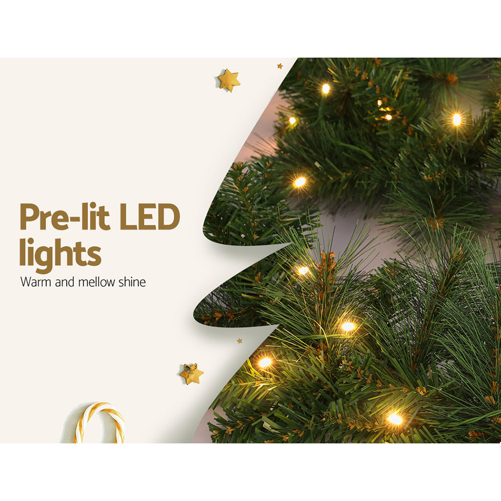 Jingle Jollys 1.8m Christmas Garland LED Lights Green