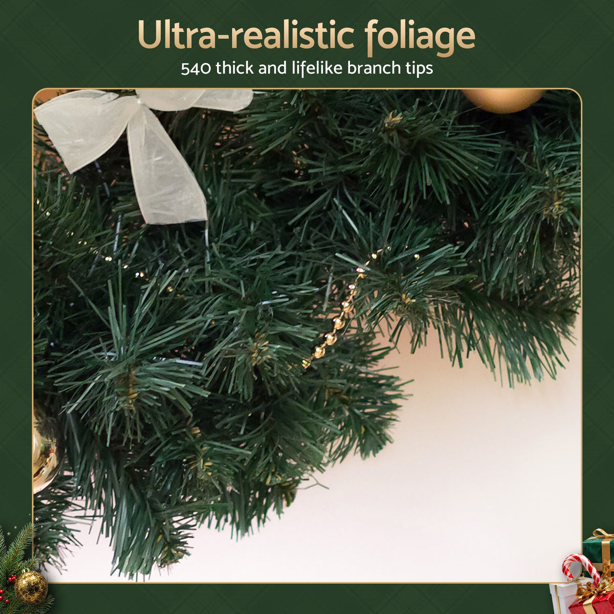 Jingle Jollys 2.4m Christmas Garland Green Indoor Outdoor Decorations