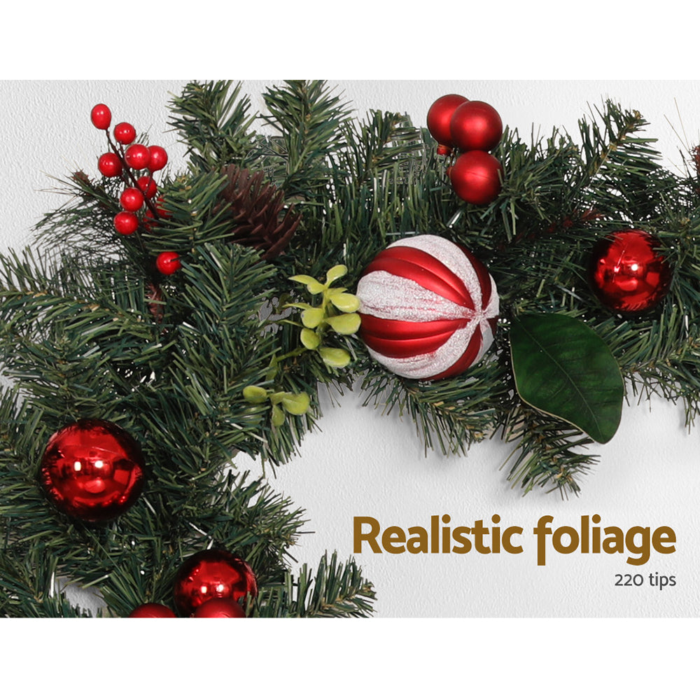 Jingle Jollys 2.7m Christmas Garland with Decorations Green