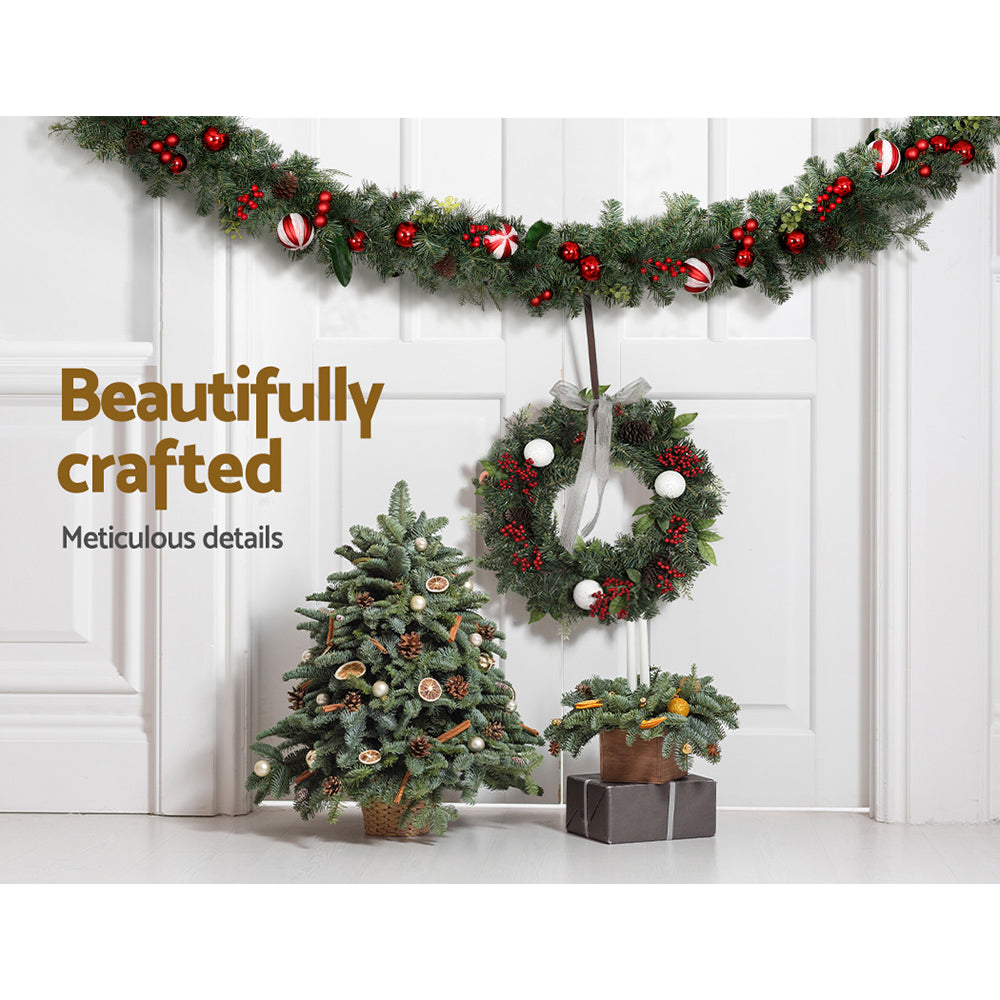 Jingle Jollys 2.7m Christmas Garland with Decorations Green