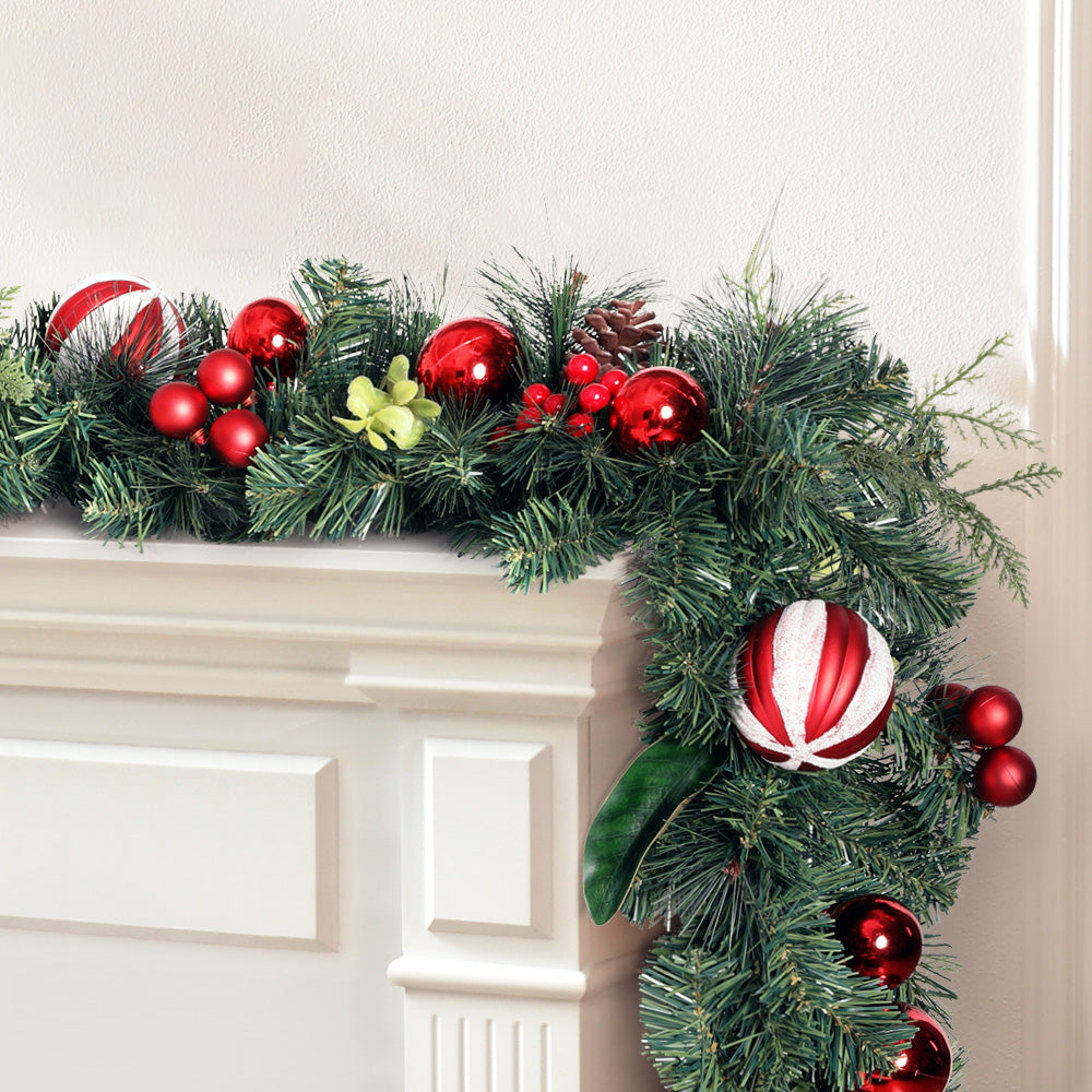 Jingle Jollys 2.7m Christmas Garland with Decorations Green