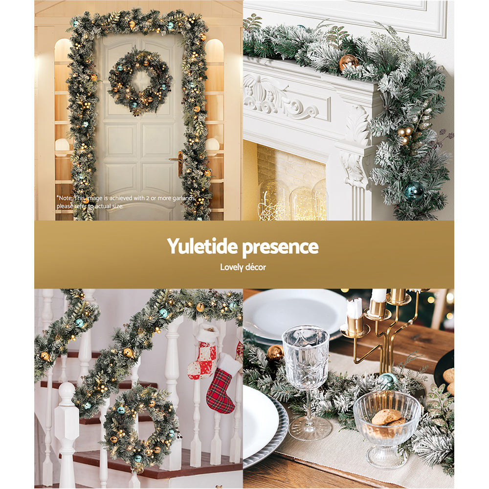 Jingle Jollys 2.7m Christmas Garland LED Snowy Decoration