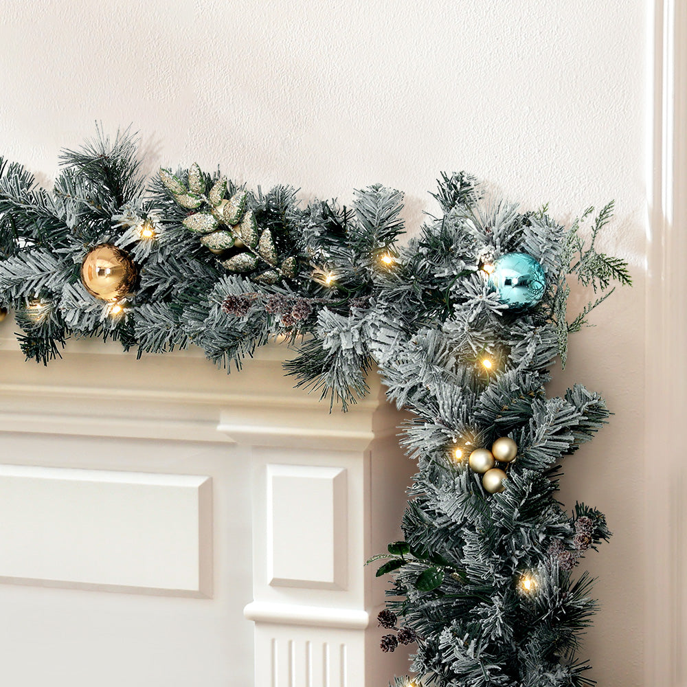 Jingle Jollys 2.7m Christmas Garland LED Snowy Decoration