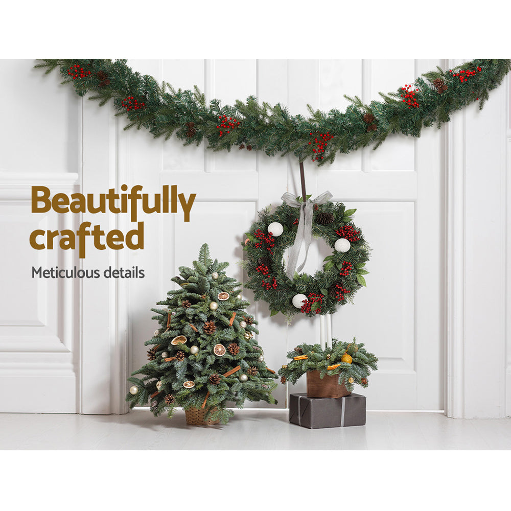Jingle Jollys 240cm Garland & 60cm Wreath Set LED Lights Xmas Decor