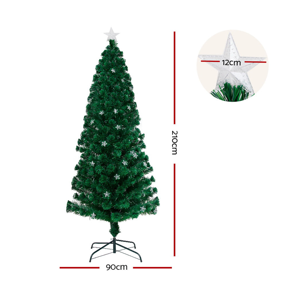 Jingle Jollys 2.1m Optic Fibre LED Christmas Tree Multi Colour