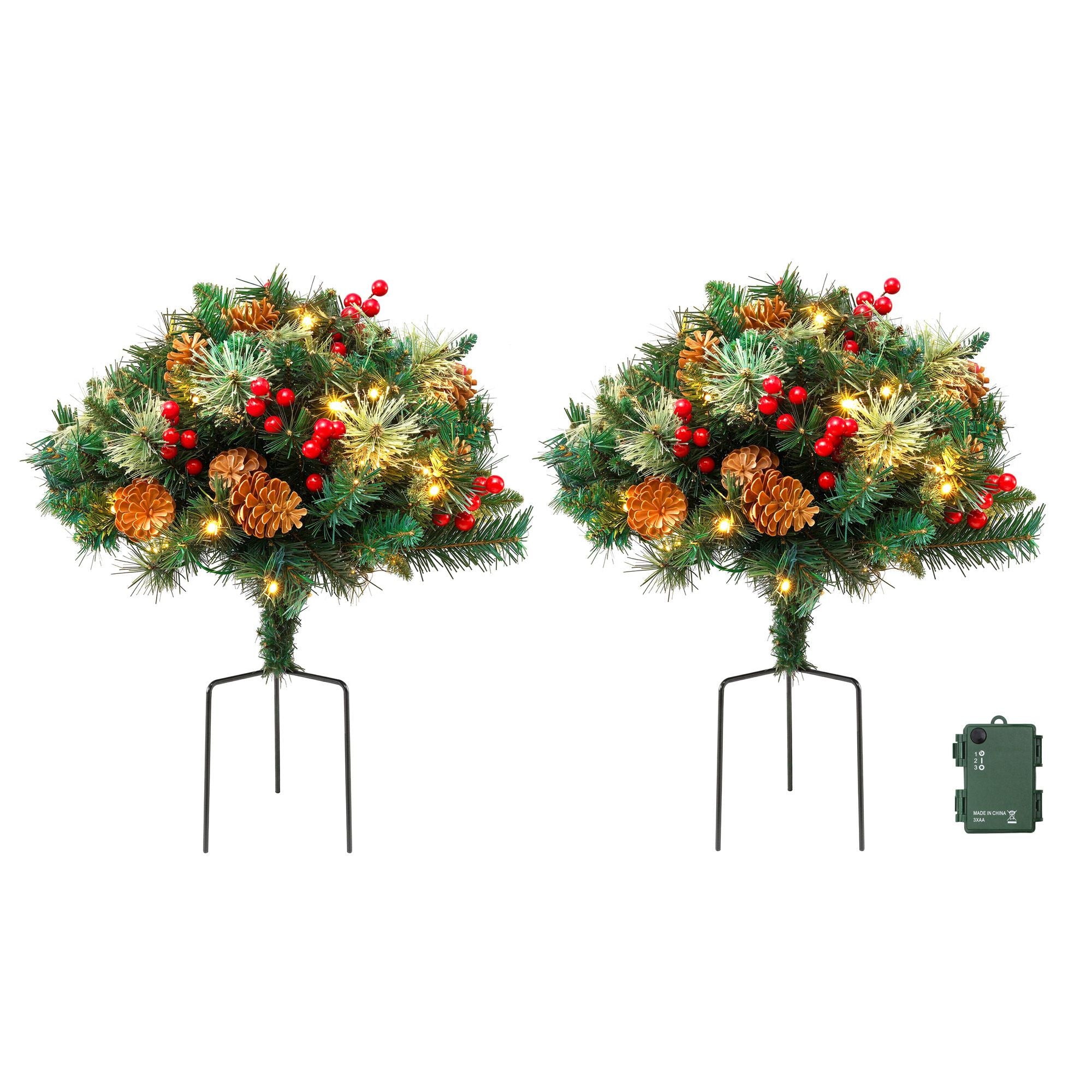 Jingle Jollys 2 Pack 45cm Lighted Artificial Christmas Tree Pathway Xmas Trees
