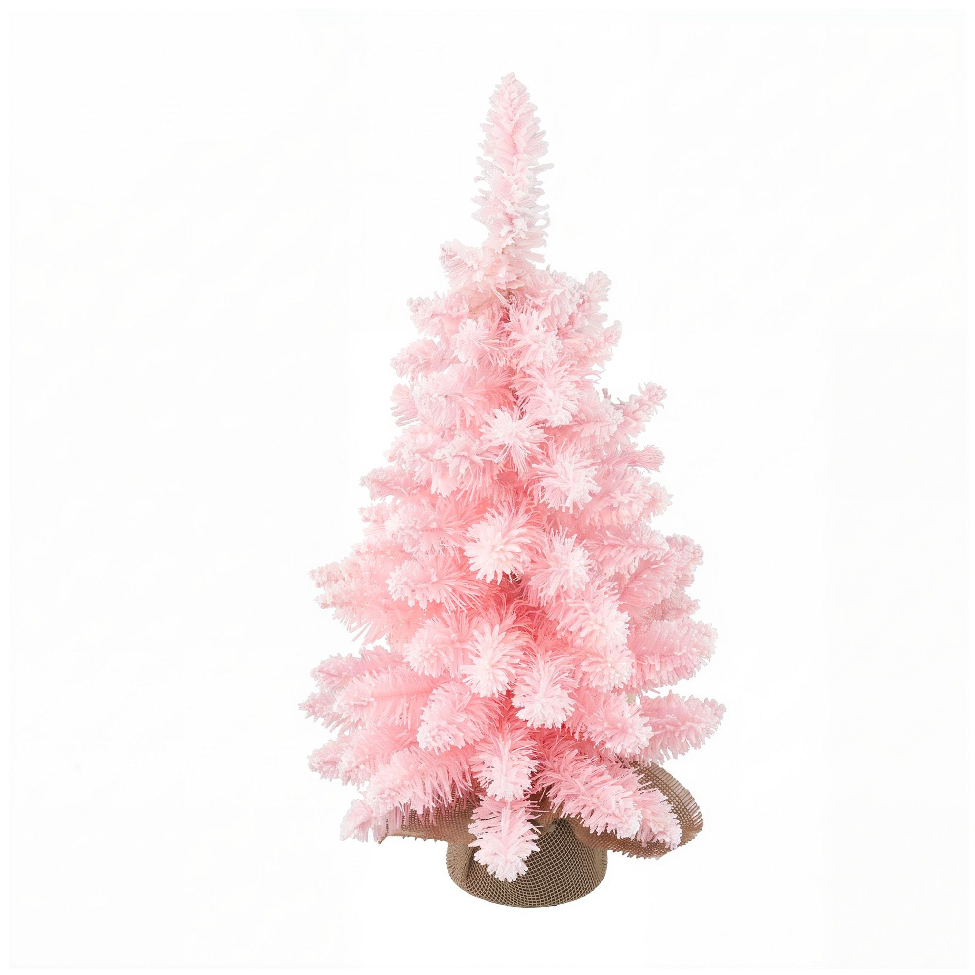 Jingle Jollys 60cm Flocked Pink Christmas Tree Mini Tabletop Xmas Tree