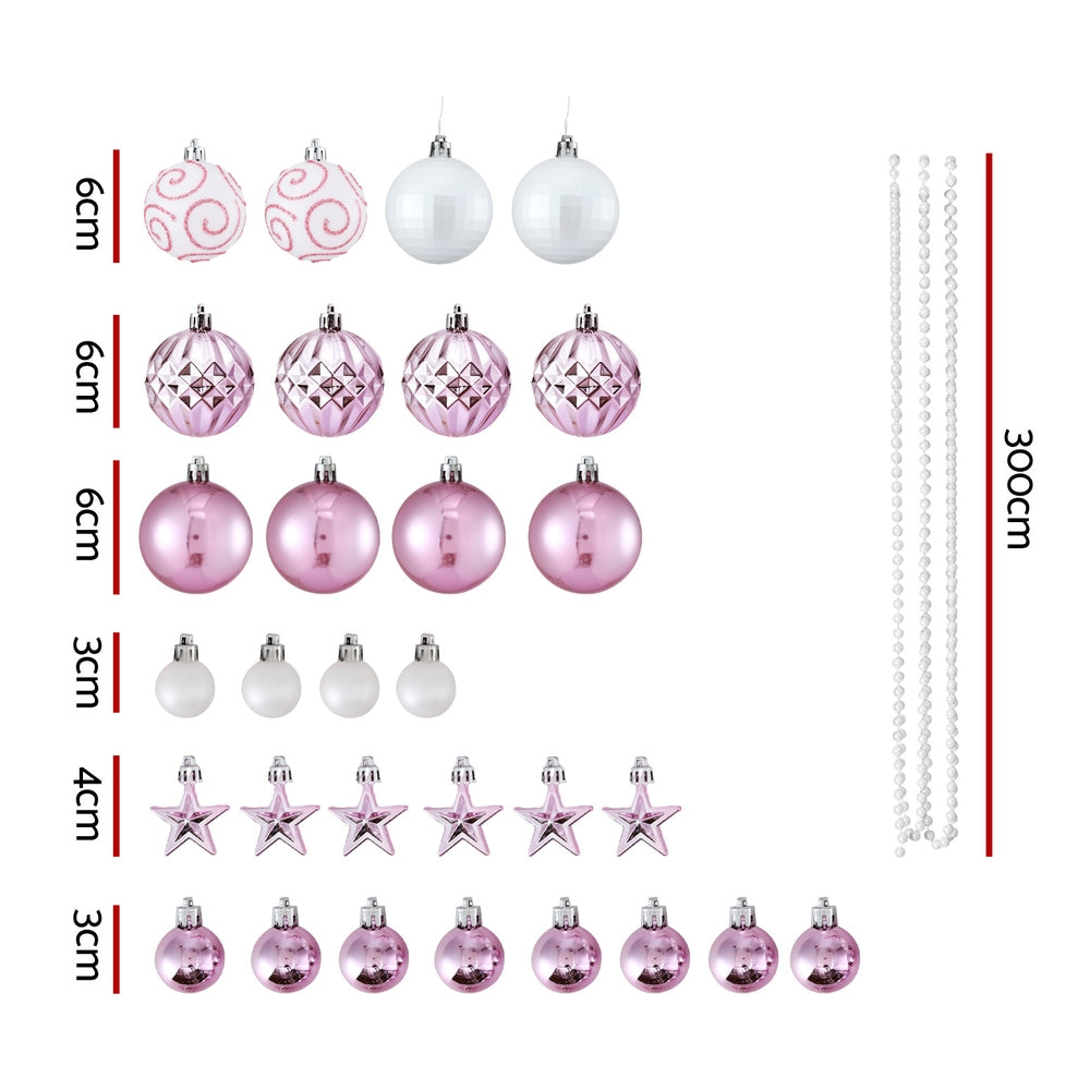 Jingle Jollys 33pcs Christmas Tree Decorations Set Pink Ornaments