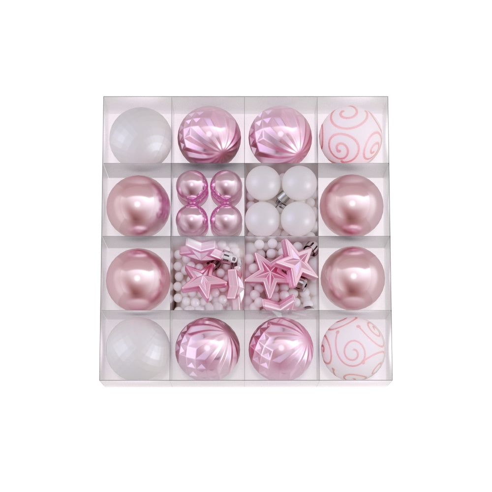 Jingle Jollys 33pcs Christmas Tree Decorations Set Pink Ornaments