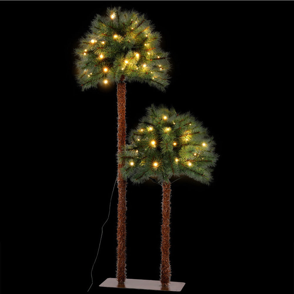 LED Palm Xmas Tree Set, 1.5m+1m, Metal Stand, Jingle Jollys