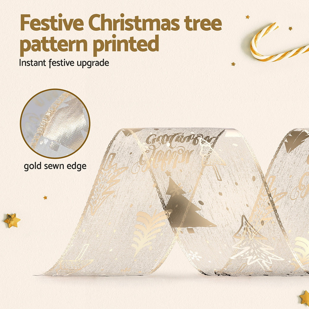Jingle Jollys 20M Christmas Ribbon Roll Gold Xmas Tree Decor