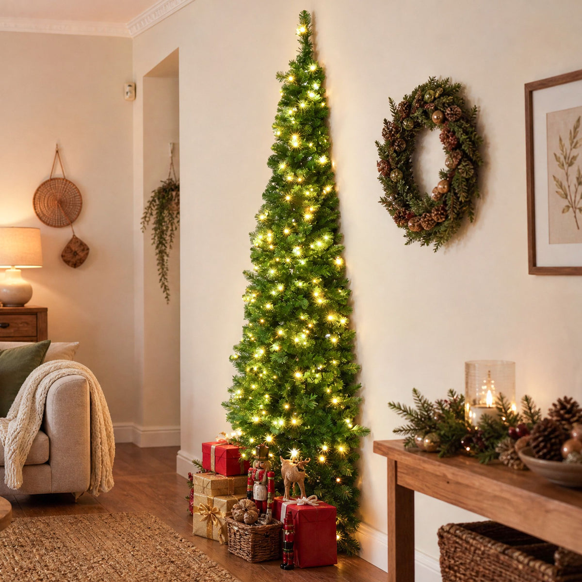 Jingle Jollys 1.8m Pre-Lit Corner Christmas Tree