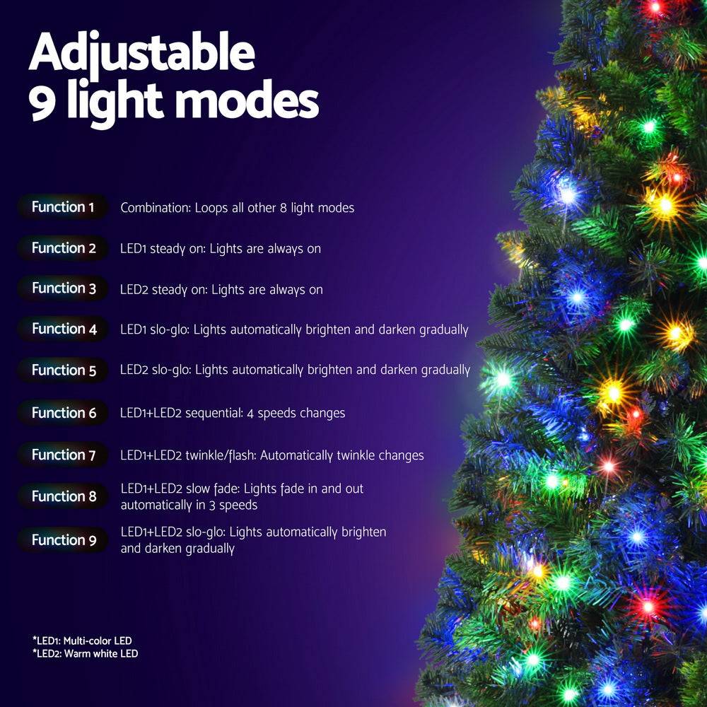 Jingle Jollys 1.8M Pre-lit Christmas Tree Multi Colour 200 LED