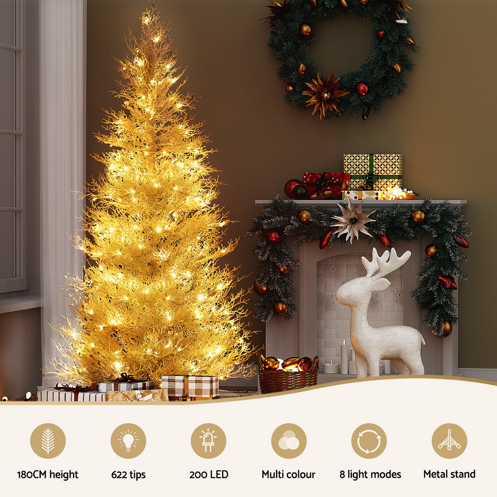 Jingle Jollys 180cm LED Christmas Tree Multi-Colour Lights Snowy