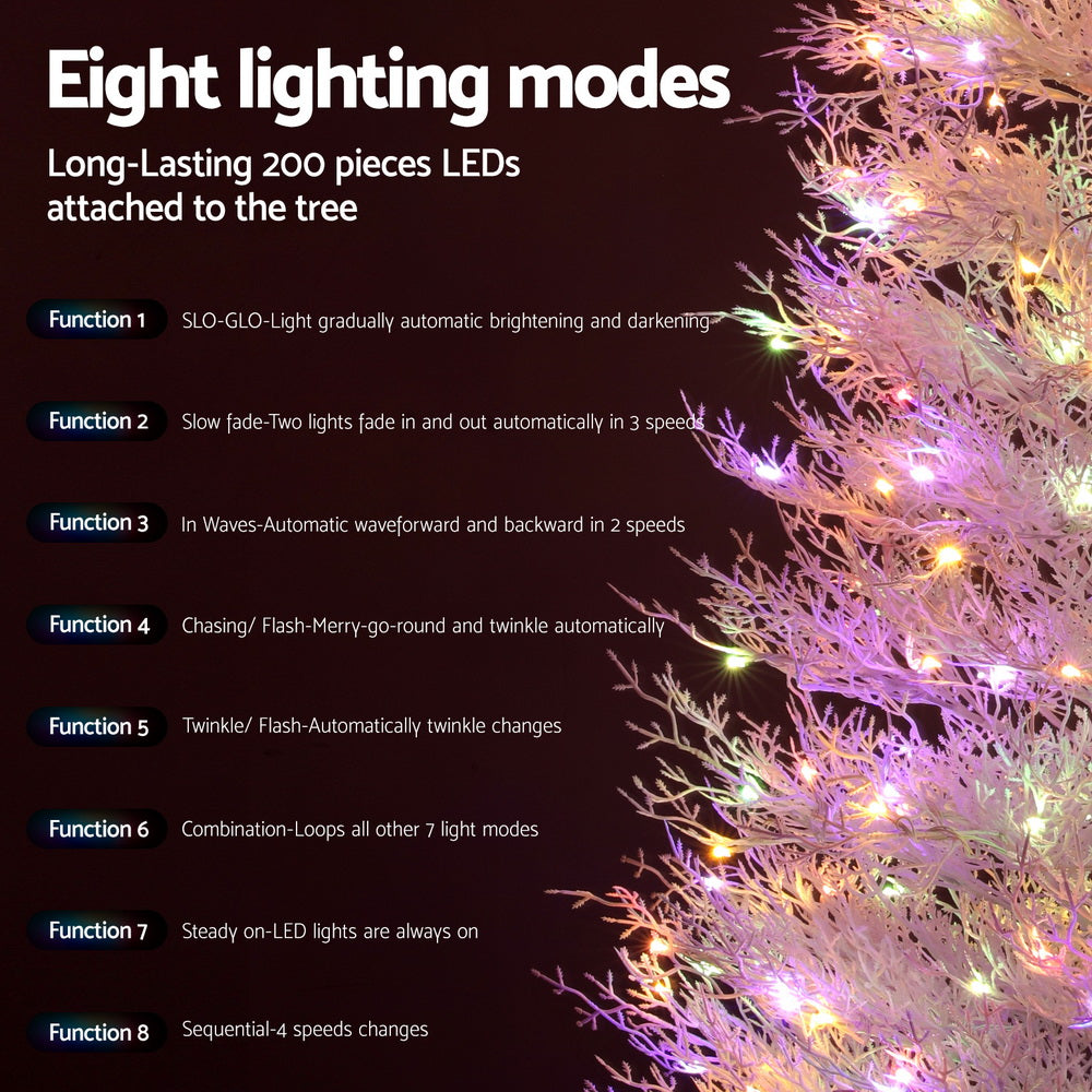 Jingle Jollys 180cm LED Christmas Tree Multi-Colour Lights Snowy