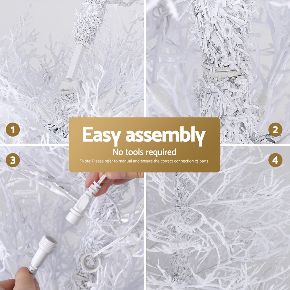Jingle Jollys 180cm LED Christmas Tree Multi-Colour Lights Snowy