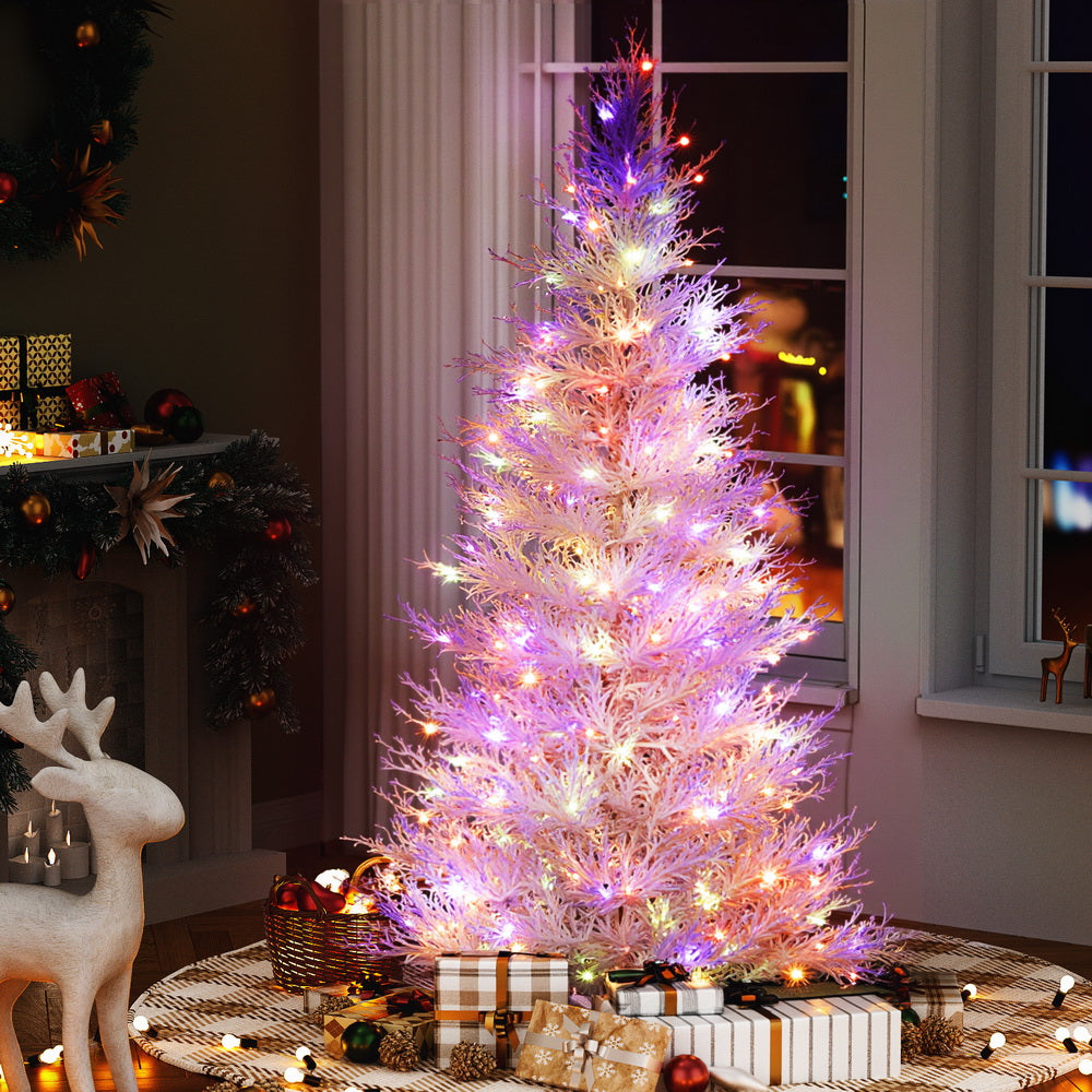 Jingle Jollys 180cm LED Christmas Tree Multi-Colour Lights Snowy