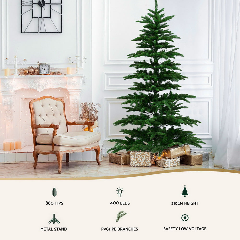 Jingle Jollys 210cm LED Christmas Tree 860 Tips Warm White