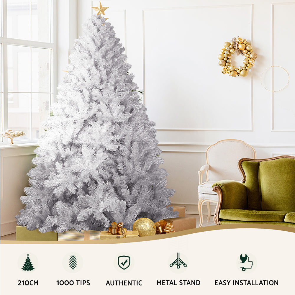 Jingle Jollys 2.1m Christmas Tree with 1000 Tips in White