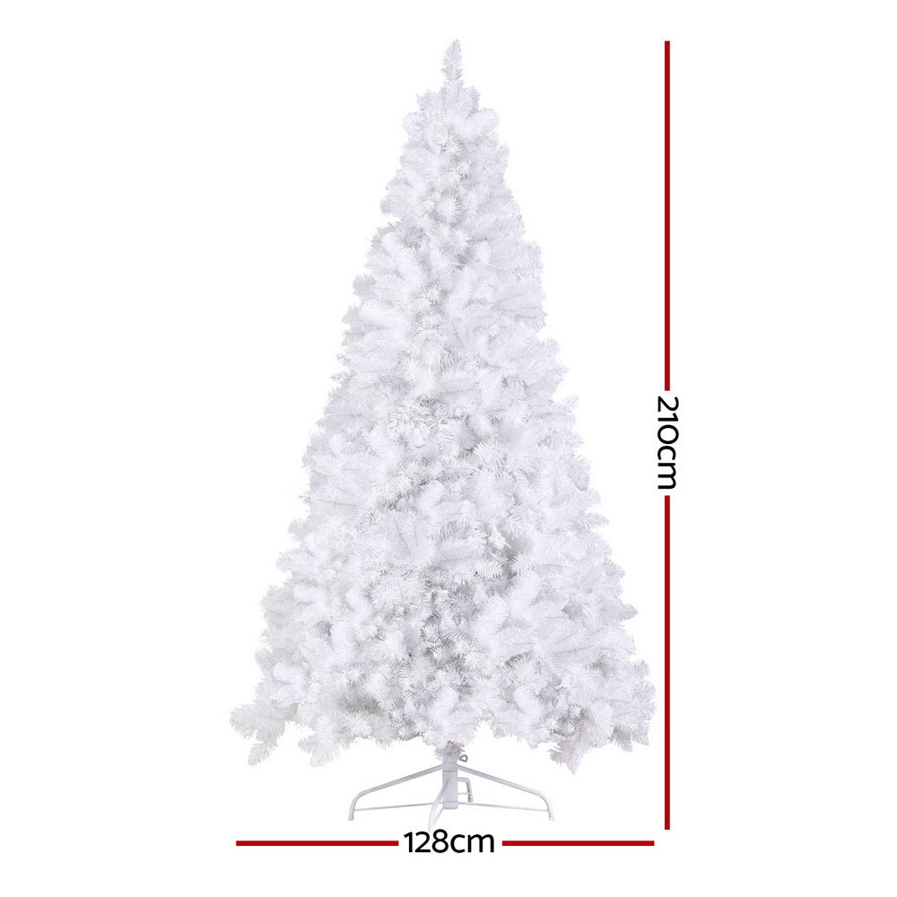 7FT 500 LED White Christmas Tree Non-toxic PVC, Metal Base