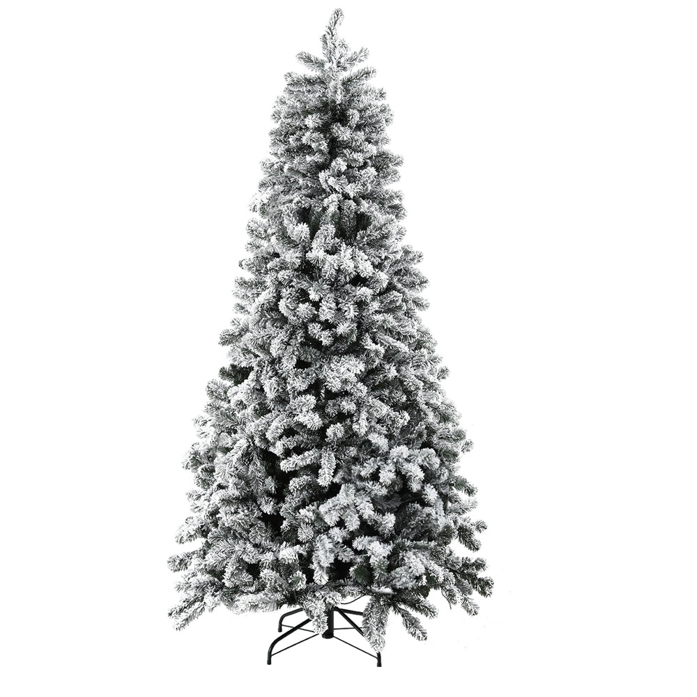 7FT Snow Flocked Pre-lit LED Christmas Tree, 8 Modes - Jingle Jollys