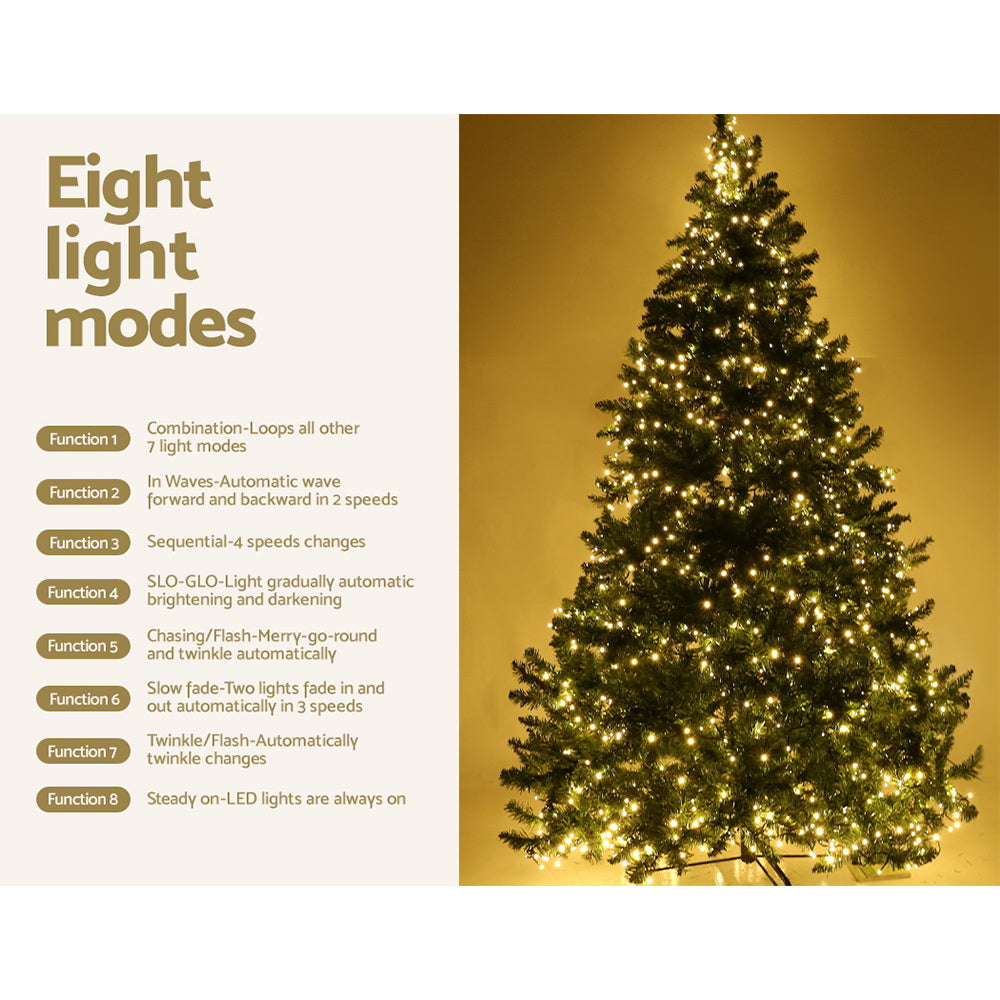 Jingle Jollys 2.4m Pre-lit Fir Christmas Tree 1488 LEDs 8 Modes