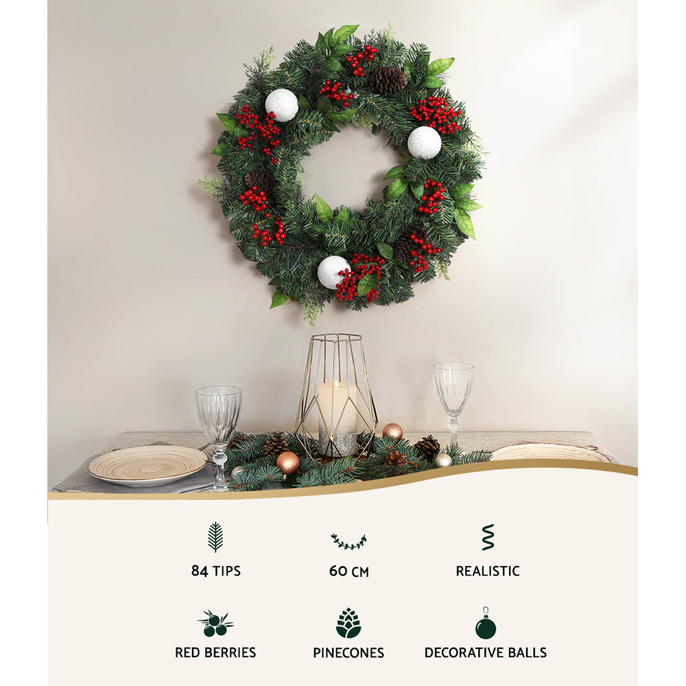 Jingle Jollys 60cm Christmas Wreath with Ornaments