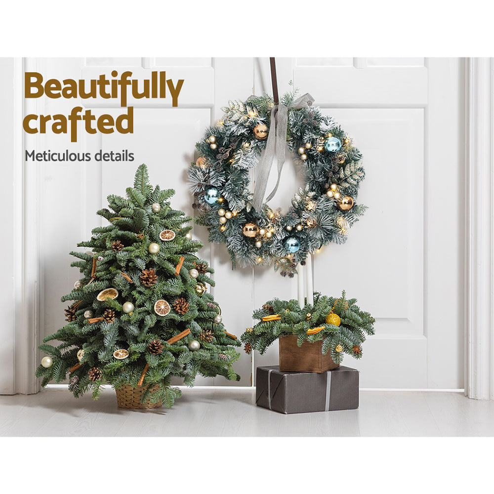 Jingle Jollys 60cm Christmas Wreath LED Snowy Garland Decor