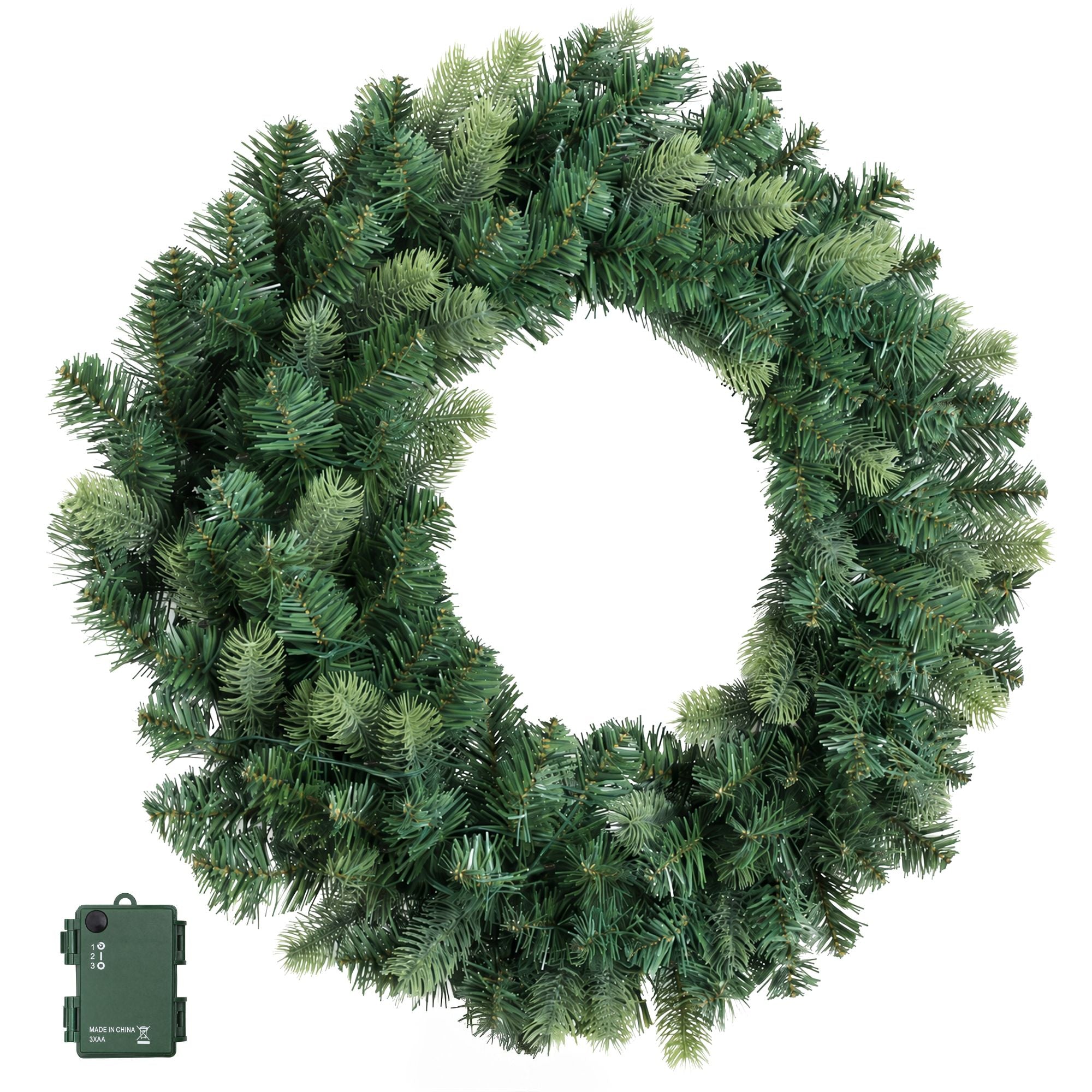 Jingle Jollys 60cm Pre-Lit Christmas Wreath GarlandsWarm White LED Light Door Wreaths Battery Timer