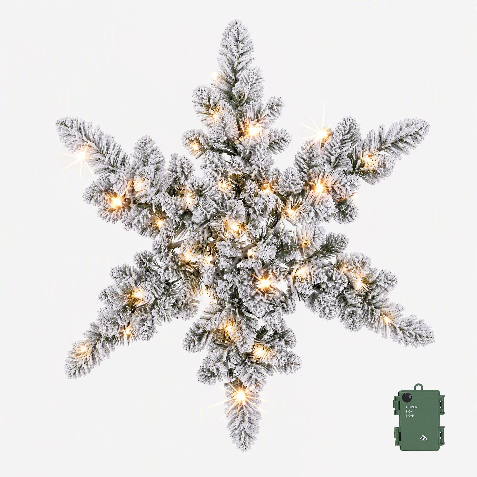 Jingle Jollys 60cm Flocked Snowflake Christmas Wreath Garland Pre-Lit 40 LED Light Decor