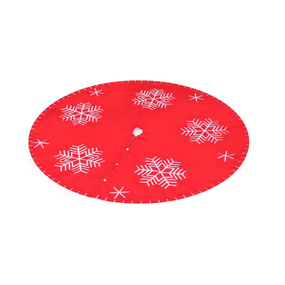 90cm Red Snowflake Christmas Tree Skirt with Buttons