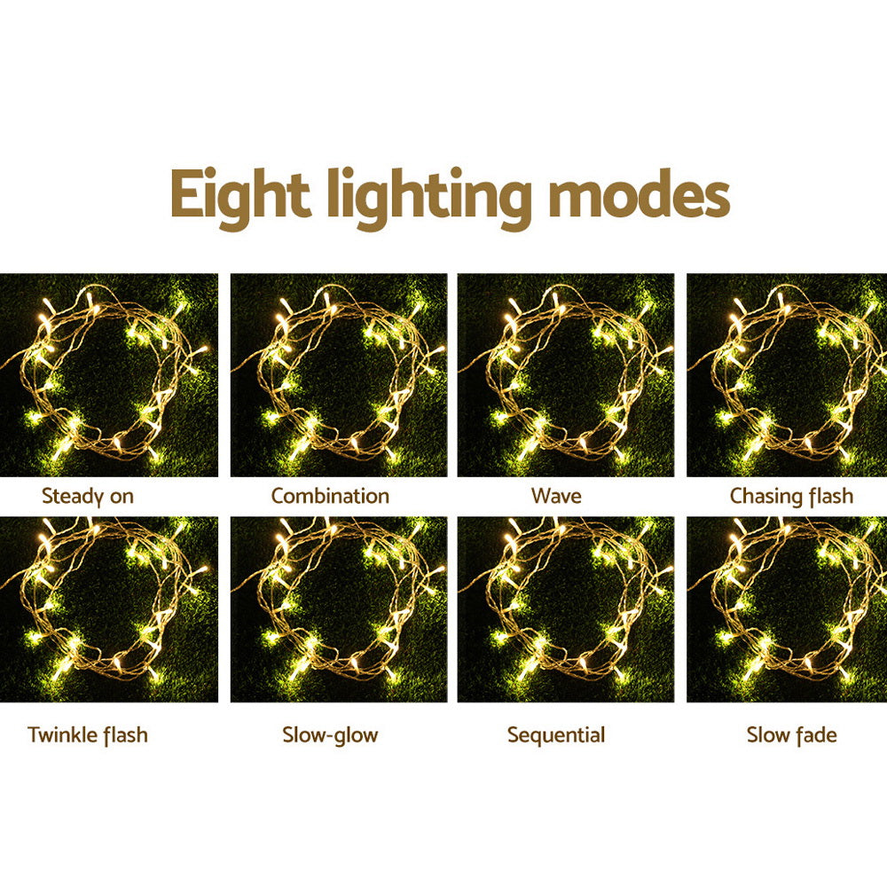 Jingle Jollys 3x6M Curtain Lights 600 LED Warm White Christmas