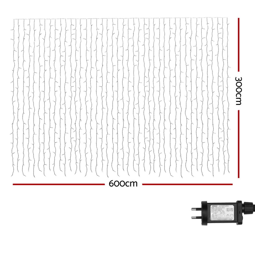 Jingle Jollys 6m x 3m Christmas Curtain Lights 960 LED RGB Remote