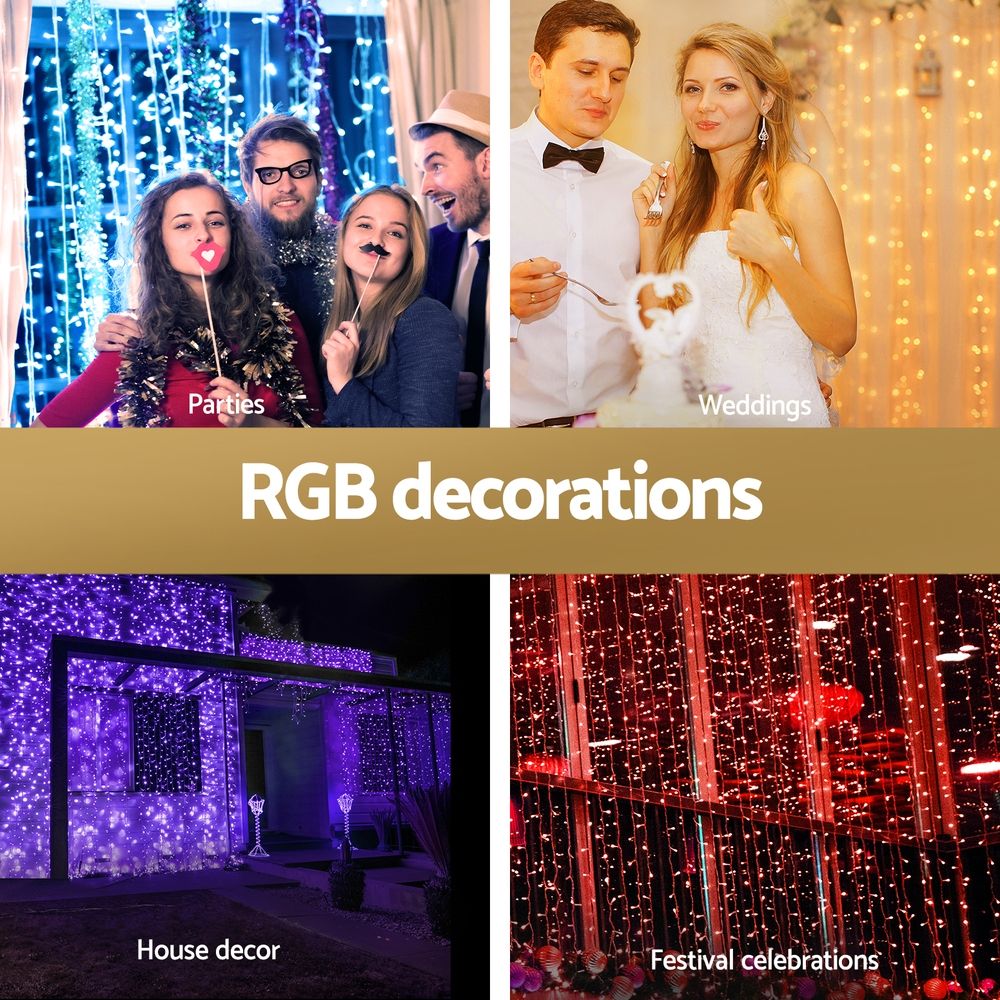 Jingle Jollys 6m x 3m Christmas Curtain Lights 960 LED RGB Remote