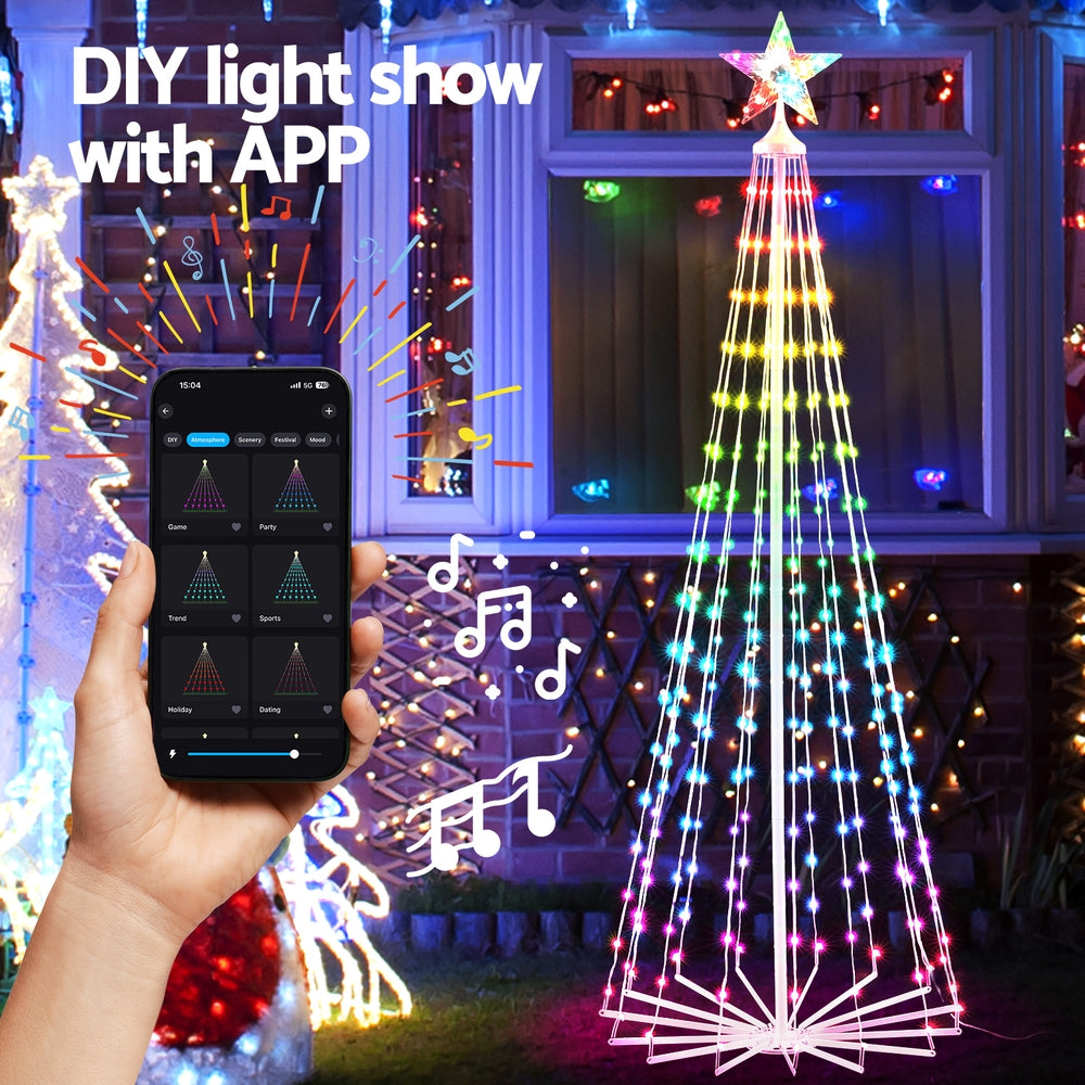 265 RGB LED Lights Christmas Tree, Height 7ft - Jingle Jollys