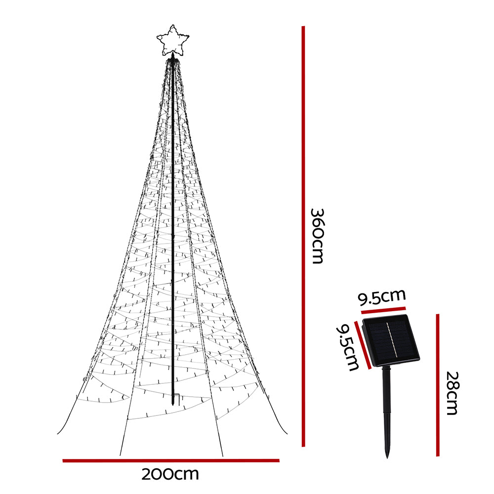 12ft Solar LED Christmas Tree, 800 Lights, 8 Modes