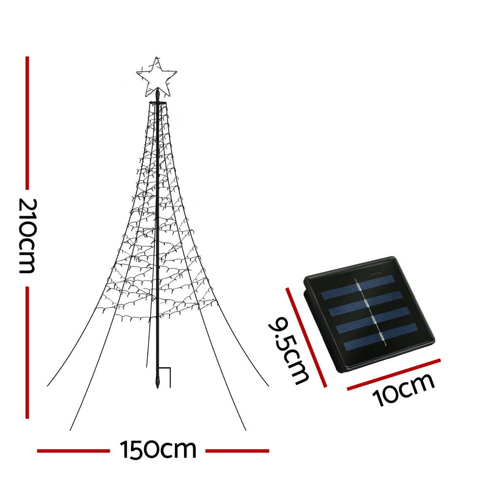Jingle Jollys 2.1m Solar LED Christmas Tree 320 Lights Outdoor/Indoor
