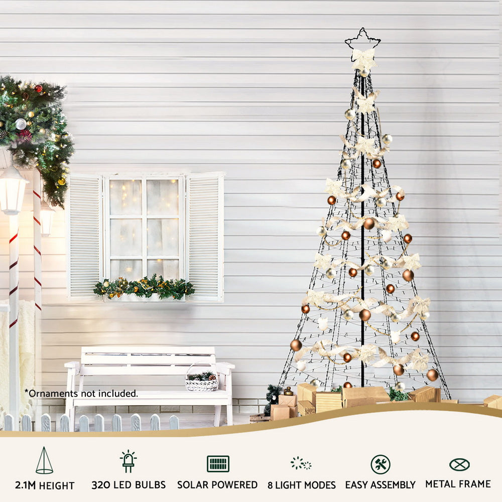 Jingle Jollys 2.1m Solar LED Christmas Tree 320 Lights Outdoor/Indoor