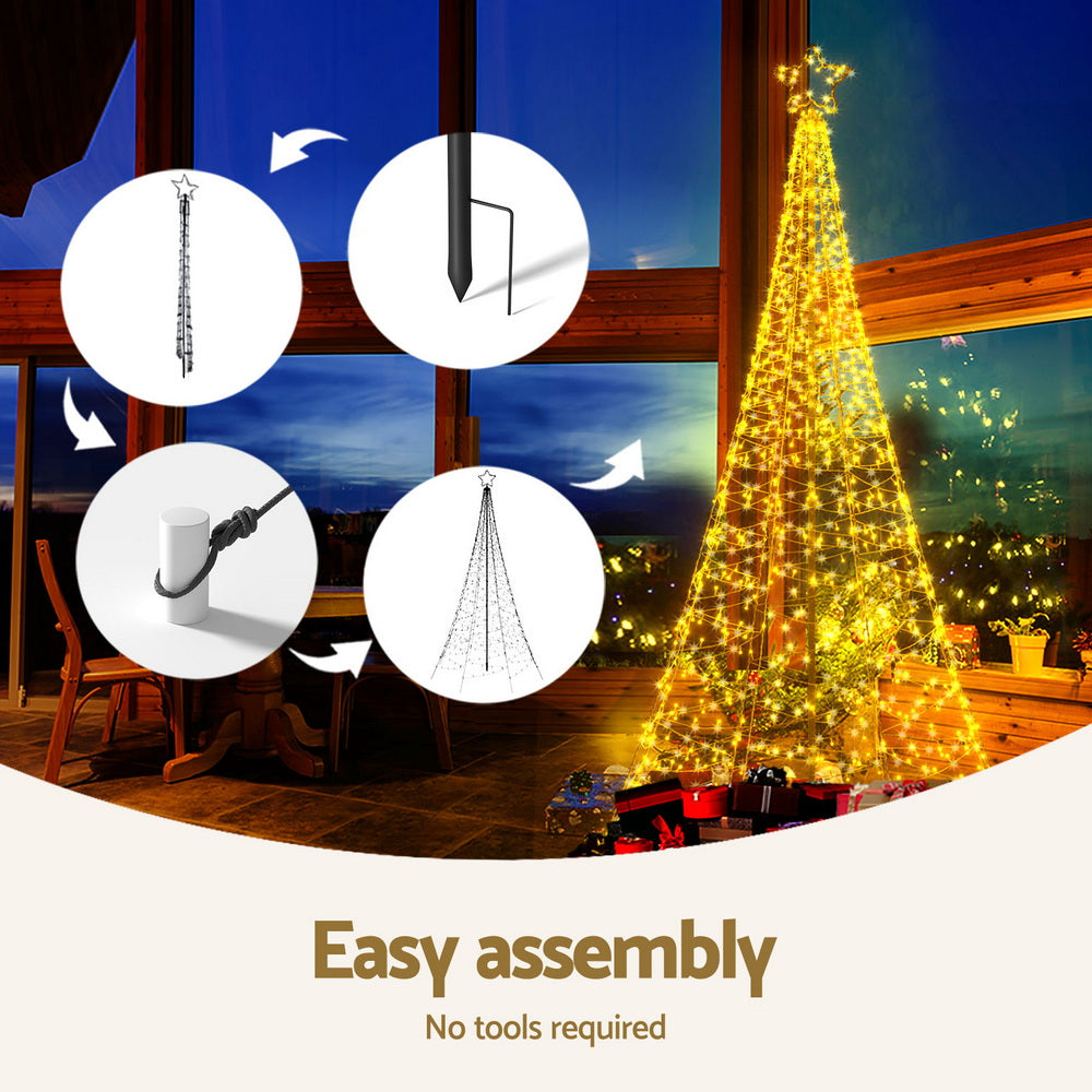 Jingle Jollys 2.1m Solar LED Christmas Tree 320 Lights Outdoor/Indoor